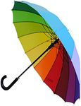 COLLAR AND CUFFS LONDON - Windproof 60mph - 16 Ribs For Super-Strength - Extra Strong - Triple Layer Reinforced Frame with Fiberglass - StormProtector Straight Umbrella - Auto Open - Rainbow Men Women, Multicoloured, One Size, Classic