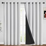 100% Blackout Curtains for Bedroom - Triple Weave Grommet Top Thermal Insulated Window Treatment Light Blocking Panels with Black Liner for Living Room/Kids Room, Greyish White, W62 x L84, 2 Panels