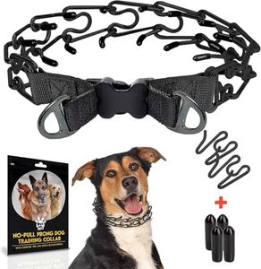 Prong Collar for Dogs - No Pull Choke Collar for Dogs, Pinch Collar for Dogs, Adjustable Quick Release Dog Training Collar for Small, Medium, Large Breed Sizes - Stainless Steel Metal Dog Choker Chain