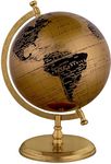 WINNER'S Prime SINGLE JOINT Rotating Globe | Dia 20 Cm (8 Inch) Height 29 Cm (11.6 Inch) with Metal Arc & Round Stand | Educational & Decorative Globe(GP808) (Gold Black)