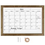 Umtiti Monthly Calendar Dry Erase White board(27 x 37 cm),Rustic Brown Wood Frame, Magnetic Whiteboard for Planning/Schedule/ School Timetable/Memo, Hanging Board for Office, School and Home(QZ-2737B,CA)