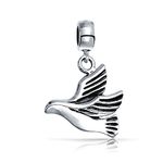 World Peace Dove Love Bird Dangle Charm Bead For Women Teen .925 Sterling Silver Fits European Bracelet