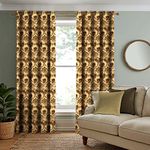 Casableu Paisley 3 Piece Polyester Eyelets (Steel) Blackout Curtains with Tie Back, Bedroom Living Room (Yellow, 7 Ft x 4.2 Ft)