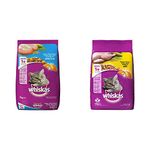 Whiskas Adult (+1 Year) Dry Cat Food, Ocean Fish Flavour, 7kg Pack and Adult (+1 Year) Dry Cat Food, Chicken Flavour, 1.2kg Pack