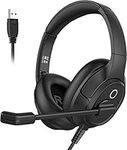 EKSA H2 USB Headset with Microphone for PC Laptop, Computer Headsets with Noise Canceling Mic, Audio Control & Busy Light, Wired Office Headset for Business/Call Center/Zoom/Teams