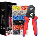 Crimping Plier Set, Preciva 0.25-10mm² Ferrule Crimper Tool with 1200 Wire End Connectors, Self-Adjustable Ratchet Bootlace Cables Crimp Tools, Electrical Cable Lug Pliers Kit