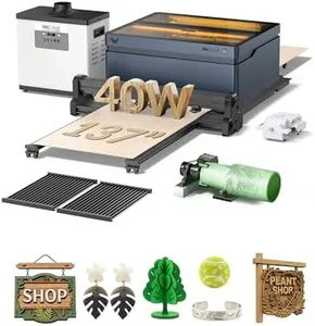 WECREAT Vision 40W Laser Engraver and Cutter Machine with Automatic Conveyor Feeder, Fume Extractor, 4-in-1 Rotary, Air Assist, Laser Bed for DIY Engraving and Cutting Acrylic Wood Metal Leather