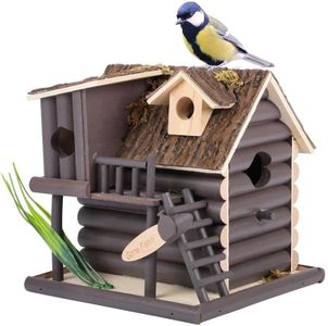 Belle Vous Nichoir en Bois - Nichoir de Jardin Original pour Les Oiseaux - Cabane et Mangeoire Exterieur pour Arbre ou Balcon - Nichoir pour l’Observation des Oiseaux Sauvages