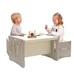 Benarita Kids Table and 2 Chairs Set, Plastic Activity Table for Toddler Reading, Arts, Crafts, Homework, Montessori Furniture with Storage Space for Playroom Snack Time, Gift for Boys & Girls