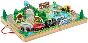 Melissa & Doug Take-Along Railroad (Portable Tabletop Set, 3 Train Cars, 17 Pieces)