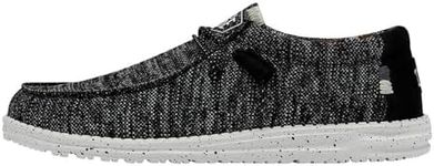 Hey Dude Men's Wally Sox Black White Size 13 | Men's Loafers | Men's Slip On Shoes | Comfortable & Light-Weight