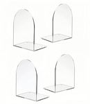 Deefongo 4Pcs Arch Acrylic Bookends,Heavy Duty Book End,Acrylic Book Stand,Non-slipTransparent Desk Organizer for Office Bookshelf Kid's Gift