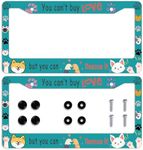 Cat Dog License Plate Frame Cute Cartoon Rescue Animal License Plate Frames Personalise License Plate Frames Rust-Proof Stainless Steel Metal Car Plates Tag Funny Decor Men Women 12.2" X 6.2"