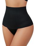 Avidlove Shapewear for Women Tummy Control Thong Mid Waist Shaping Underwear Panty Girdle Body Shaper Brief Black L