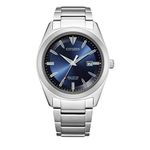 Citizen Mens Super Titanium Eco-Drive Watch 42mm Gray Super Titanium Case and Bracelet with Blue Dial (AW1640-83L)