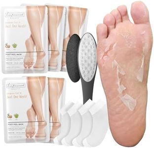 Masques Pieds Peeling 5 paires, LA.PERSONAL Masque Pied Exfoliant, Doux & Lisse, Chaussettes Hydratantes pour Callosités, Crevasses & Peau Morte, Soins Pieds avec 2 paires chaussettes & râpe pédicure