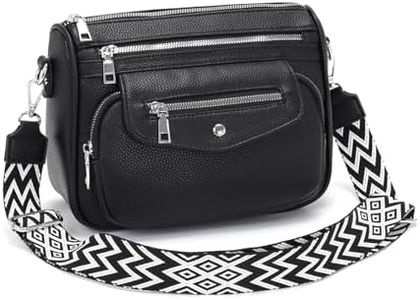 YISUOHOOM Sac a Main Femme Petit Sac Bandouliere Femme Noir Sac Multipoches Avec 5 poches zippées et 7 compartiments