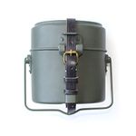 ANQIAOGreen Collectibles WWII WW2 German M31 Mess Kit Tin with Leather Strap Dinner Box 3 Parts in 1