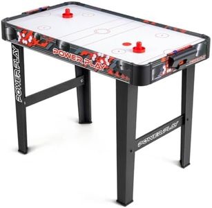 Power Play 3ft Stand Up Air Hockey Table Game, Kids Air Hockey, Arcade for Kids with Ergonomic Handles, Outdoor Indoor Use, Black