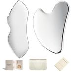FSwsawX Stainless Steel Gua Sha Facial Tools, Face Comb & Massager Metal Gua sha Tool for Blood Circulation & Lymphatic Drainage, Body and Face Gua Sha Stone for Tighten Skin