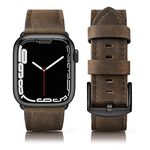 SWEES Leather Bands Compatible with Apple Watch Bands 45mm 42mm 44mm Men Women, Vintage Genuine Leather Wristband Replacement Band Compatible for iWatch Series 7 6 5 4 3 2 1 SE Sports Retro Walnut