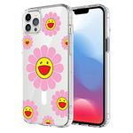 UNNKINE Magnetic Case for iPhone XR Compatible with MagSafe Wireless Charging Cute Pink Smiley Flower Design Shockproof Anti-Scratch Cover for Men&Women (Clear) for iPhone XR