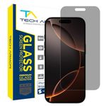 Tech Armor Privacy Screen Protector for iPhone 16 Pro - Ballistic Tempered Glass, Anti-Spy, Case Friendly, Easy Installation, Bubble Free, Touch Support, 1 Pack