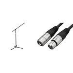 On Stage Stands MS7701 Tripod Boom Microphone Stand & AmazonBasics XLR Male to Female Microphone Cable - 6 Feet, Black