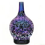 Essential Oil Diffuser Glass Aromatherapy Electric Ultrasonic Cool Mist Aroma Diffuser Scented Oil 3D Firework Diffusers, Whisper Quiet Waterless Auto Shut-Off for Home Office SPA Yoga 120ml