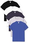 Fruit of The Loom Men's Valueweight Short Sleeve T-Shirt Pack of 5, Black/White/Deep Navy/Heather Grey/Royal Blue, XX-Large