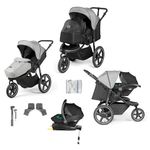 Ickle Bubba Venus Prime Jogger I-Size Travel System with Newborn Cocoon and Isofix Base (Stratus) - Space Grey