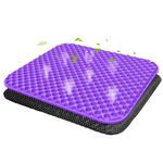 Braic Gel Seat Cushion for Long Sitting, Double Thick Gel Cushion with Relieving Back coccyx Pain Pressure Cushion, Soft & Breathable seat pads for Car Office Home Wheelchair & Chair (Purple-45×45cm)