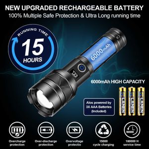Rechargeable LED Torch – 500,000 Lumens High Power Flashlight