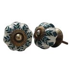 IndianShelf 2 Piece Green Leaf Ceramic Luxurious Drawer Knobs for Kitchen Cabinet Hardware Door Pulls Decorative Dresser Elegance