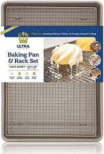 Wire Rack Baking Sheet Pan Set by Ultra Cuisine - Baking Sheet with Rack - Half Sheet Pan Rack Stainless - Baking Trays - Half Sheet Pans and Oven Rack Set - Champagne Sheet Pans for Baking with Rack