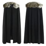 Viking Cloak For Men Women And Man Faux Collar Cape For Adults, Black, XX-Large, Black, XX-Large