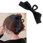 Black Hair Bow Claw Clip for Women Girls Bowknot Hair Claw Jaw Clips Barrettes for Thick Thin Hair Nonslip Claw Clamps Hair Clips for Women Big Bows Hair Claws Barrette