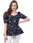 ZUVINO Women's Top (Z21-001-Top_P_Navy Blue_X-Small, Regular Fit)