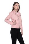 DEL ROSKOSH Women's/Girls biker style fashion leather jacket (XL, Pink)