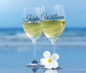 2 x PERSONALISED NAME wine glass vinyl stickers Decals