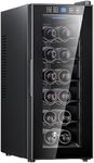 KingChii 12 Bottle Thermoelectric Wine Cooler Refrigerator Advanced Cooling Technology, Stainless Steel & Tempered Glass For Red Wine, Champagne for Home, Kitchen, or Office