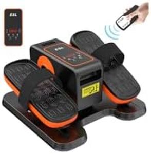 ESL Under Desk Elliptical - Portable Leg Exerciser with Pedal Strap for Seniors, Compact Seated Elliptical with Remote Control, LCD Display Electric Elliptical (New Black Style with 2 Pedal Straps)