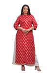 LABULY Plus Size Ethnic Motifs Printed Regular Multi Slip Kurta with Palazzos - Red