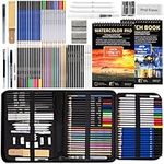 76 Pack Drawing Pencils Sketching Set, Pro Art Supplies with Sketchbook & Watercolor Paper, Include Colored, Graphite, Charcoal, Watercolor & Metallic Pencil, for Adults Teens Beginner