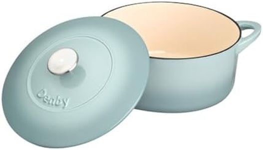 Denby - Pavilion Blue Cast Iron Casserole Dish - Dutch Oven, Oven Safe Pot, Enamelled - 24cm, 4.05L Capacity - Round