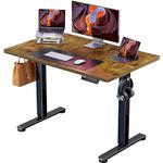 ErGear Standing Desk, 100x60cm Height Adjustable Electric Standing Desk, Sit Stand Desk with Splice Board, Stand Up Desk with Backpack Hook and 4 Memory Smart Pannel, Home Office Desk (Vintage Brown)