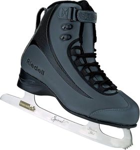 Riedell Soar Ice Skates for Men and Women - Sleek Insulated Skate Shoes with Foam-Backed Velvet Lining, PVC Soles, and Smooth Stainless Steel Blades - Onyx - Size 8