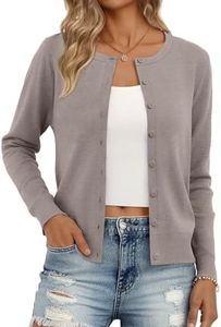 Trendy Queen Womens Cardigan Sweaters Lightweight Crew Neck Long Sleeve Outfits Fall Fashion 2025 Clothing Camel XL
