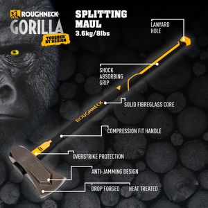Roughneck Gorilla Splitting Maul 8lb – Heavy Duty Wood Axe