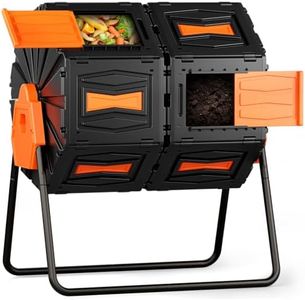 Marcytop Compost Tumbler, Easy Assemble & Efficient Outdoor Compost Bin, 45 Gallon/170 Liter Large Dual Chamber Rotating Composter for Garden, Kitchen, and Yard Waste, Orange Door